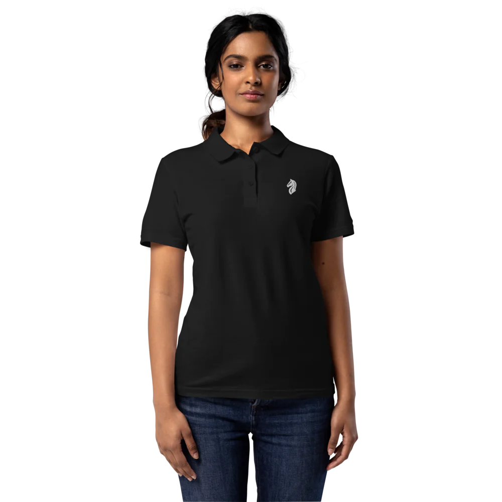 Women's Polo Shirt - Black 100% cotton