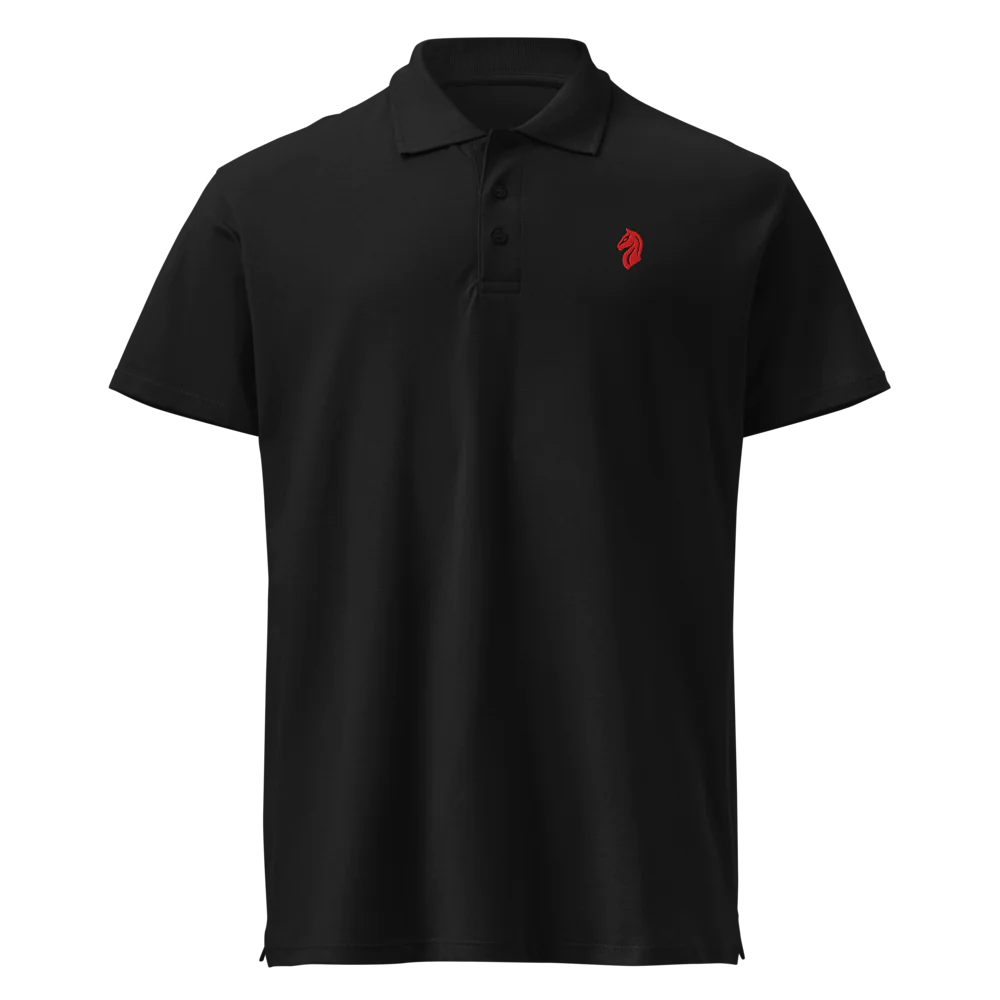 Victor Coppolani Classic Polo Shirt  - Black & Red Logo 100% cotton