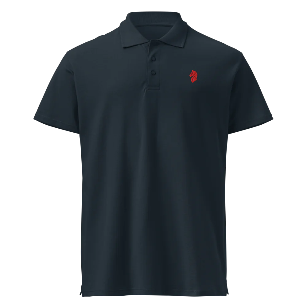 Victor Coppolani Classic Polo Shirt - Navy & Red Logo 100% cotton